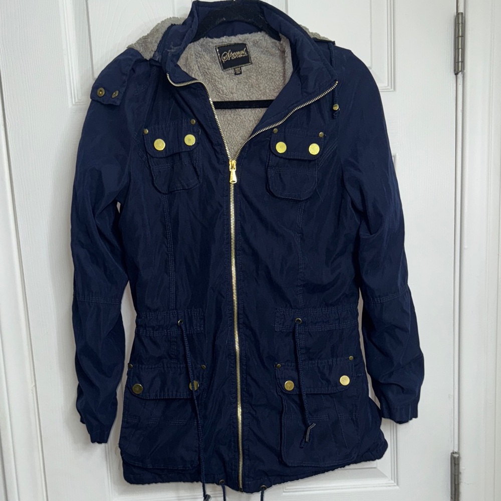 Elementz Dark Blue Utility Jacket with Gold Accents